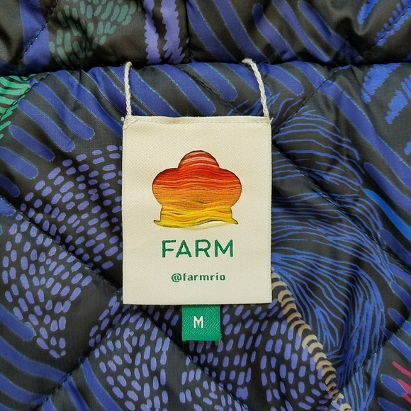 Farm Rio Macaw Forest Reversible Quilted Printed Shell Jacket - Blue - Picture 10 of 10